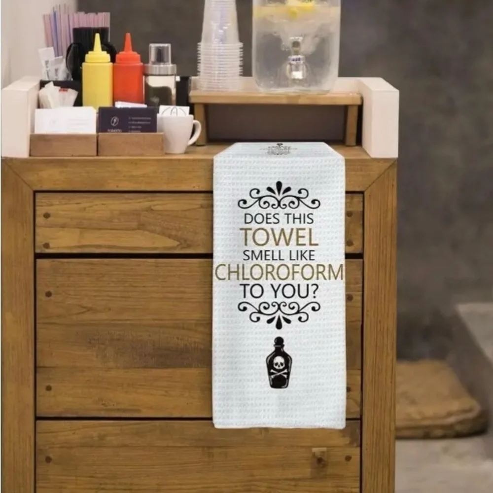 Humorous White and Black Kitchen Towel